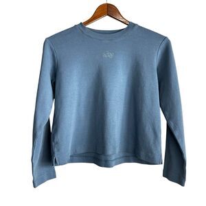 ADAY All Day Long Sleeve T-Shirt Womens Small Blue Organic Cotton Top Tee Casual
